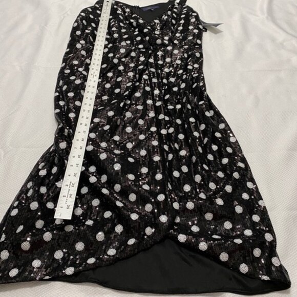 NWOT Rachel Roy Black and White Polka Dot Sequin Faux Wrap Dress Size 18/18W - Picture 11 of 12